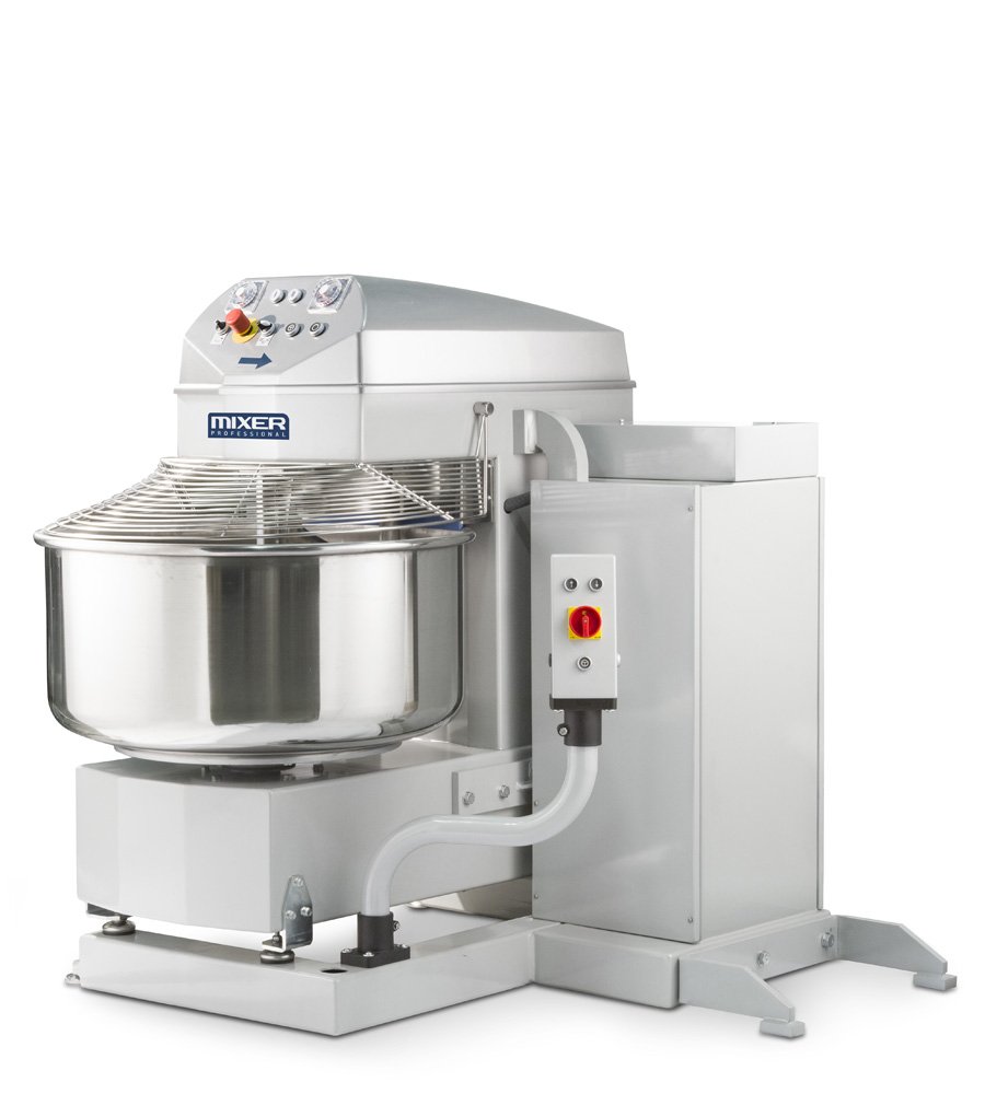 Polin Artisan Fixed Bowl 130Kg Spiral Mixer, Tipping onto Bench Model