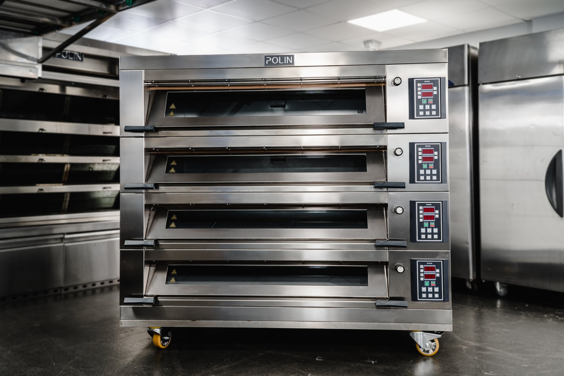 Polin 12 Tray (18" x 30" Trays) Modular Electric Deck Oven - 4 Decks (3 Trays Wide)